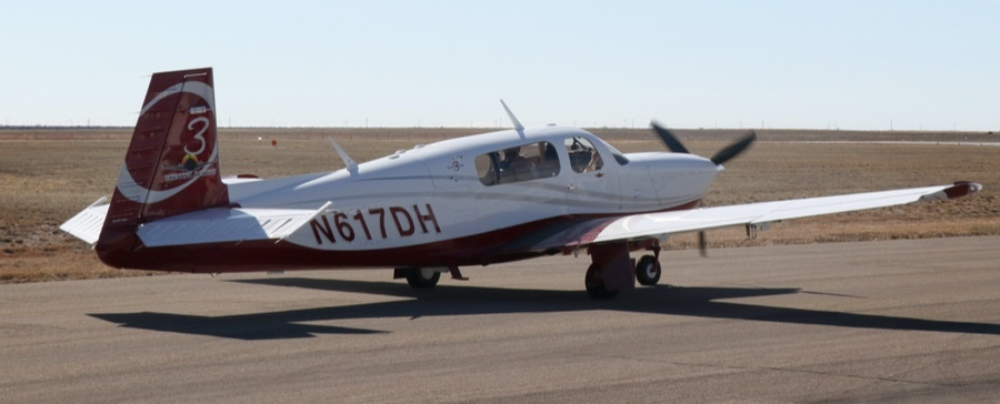 Plane taking off for aerial serveillance of methane in the Permian Basin