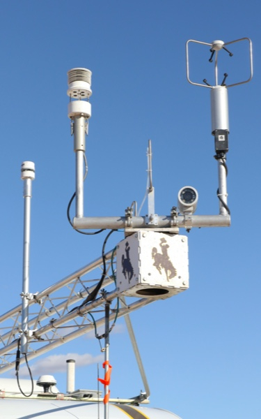 One of five sensor towers in the Permian Basin measuring methane 24/7